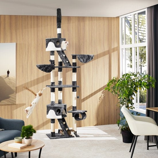 tectake Hansi - Kratzbaum - Schwarz/Weiß - 260 cm