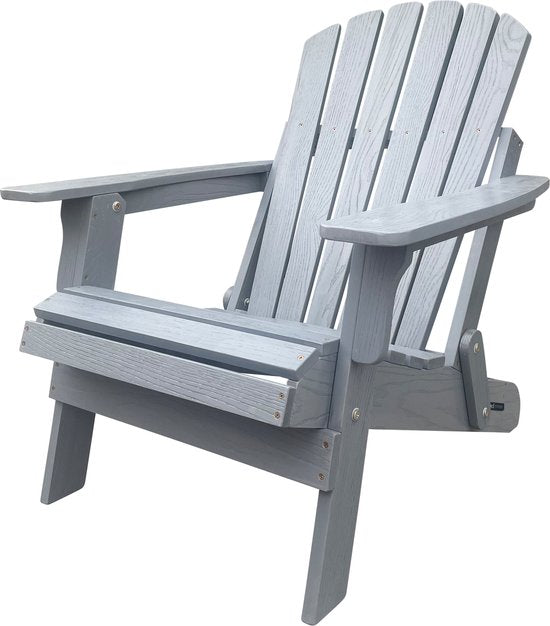 AXI Rosalie Adirondack Stuhl Grau – Loungesessel aus Holz mit Armlehnen – Zusammenklappbar – Hohe Rückenlehne – Gartenstuhl – 75,5 x 86,5 x 85 cm – 100 % FSC-zertifiziertes Hemlockholz