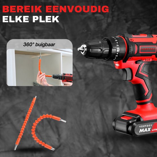 VERTREX Akku-Schrauber 18V - Akku-Bohrmaschinen - Akku-Bohrmaschinen - Bohrer - Inkl. 2 Akkus