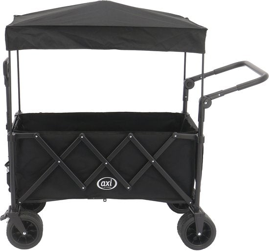 AXI SB221 Zusammenklappbarer Handwagen mit Dach – Schwarz – Mit Zugstange, Bremsen und Schutzhülle – 100 kg Tragkraft – Einfach zu transportieren – Metall