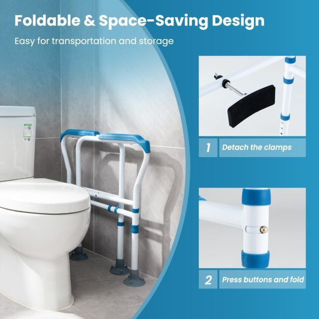Coast Toilettenständer - 6-fach verstellbar, Anti-Rutsch, Senioren - B 62-68 x H 65,5-78 cm - Carbonstahl/HDPE - Blau/Weiß
