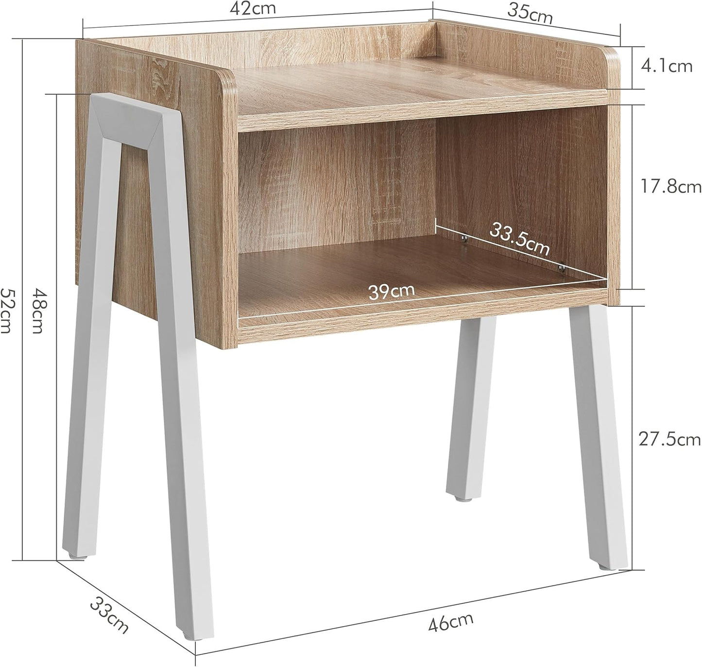 Yaheetech Industrieller Nachttisch – Vintage-Holz – Offenes Fach – 46 x 35 x 52,5 cm