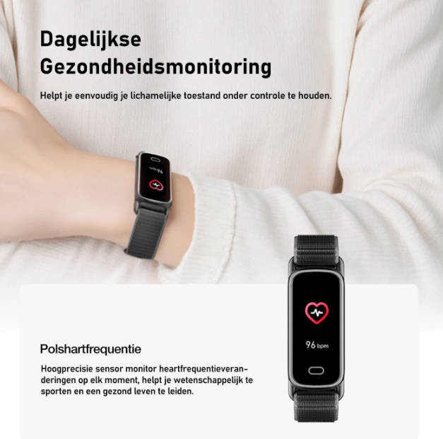 Fittek GTL1 Smartwatch – Schwarz – Gesundheitsüberwachung rund um die Uhr – 7 Tage Akkulaufzeit