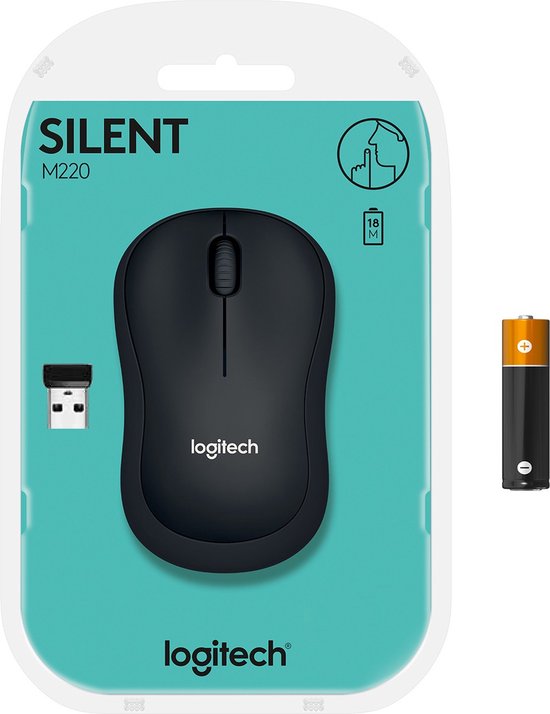 Logitech M220 Silent – Kabellose Maus – USB-Nano-Empfänger – Grau