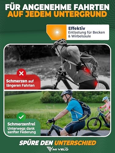 MIVELO ComfortPro gefederte Sattelstütze – 27,2/30,9/31,6 mm, Stoßdämpfung zur Entlastung des Rückens