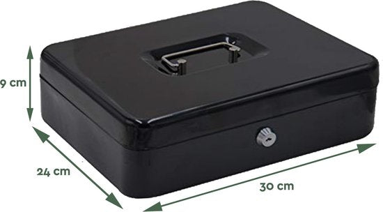 BRASQ Spardose - Geldschrank mit Schlüssel - Geldschrank mit 5 Fächern Münzsortierer - Stahl - 30x24x9 cm Schwarz