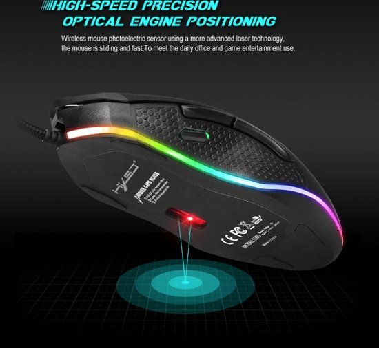 HXSJ S500 Ergonomische  Gaming-Maus RGB – Büromaus – 4800 dpi