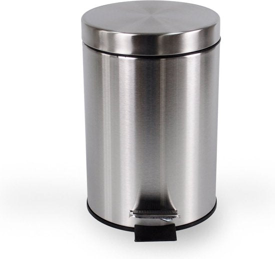 BRASQ Treteimer 3 Liter - Edelstahl - PB103 - Mülleimer mit herausnehmbarem Treteimer - Mülleimer - Abfalleimer - Abfalleimer - Bad oder Toilette