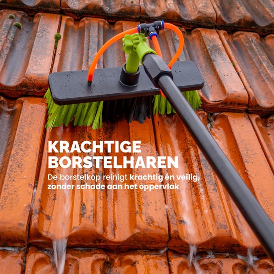 BREND BR-2237 Teleskop-Waschbürste ausziehbar bis zu 7 Meter - 5-teilige Wasserbürste mit Seifenspender - Für Fassaden, Dachziegel und Solarpaneele