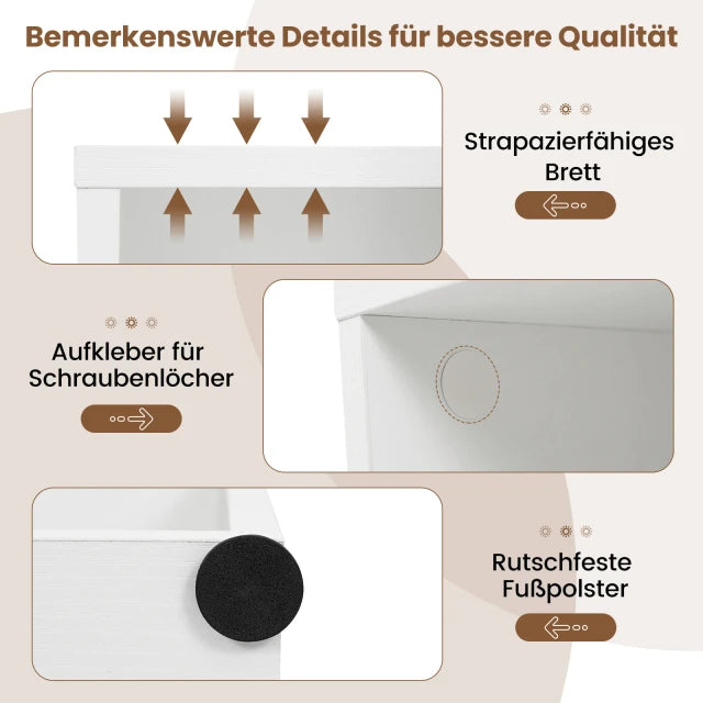Coast Bücherregal Weiß - Offenes 2-Schicht-Regal mit verstellbarem Einlegeboden - 42 x 29,5 x 53,5 cm