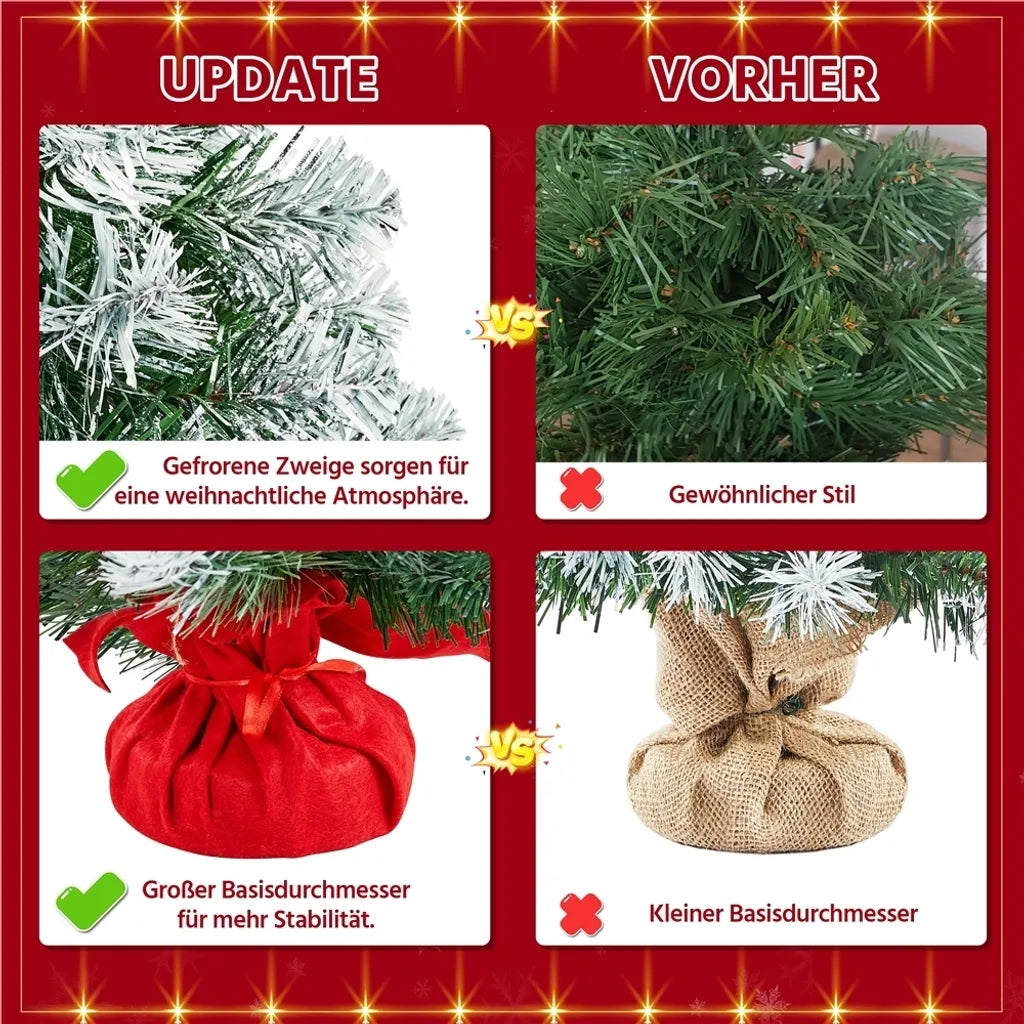 Yaheetech Künstlicher Weihnachtsbaum - 90 cm - Schnee-Effekt - Tischplatte - 96 Zweigspitzen - Standard - Grün