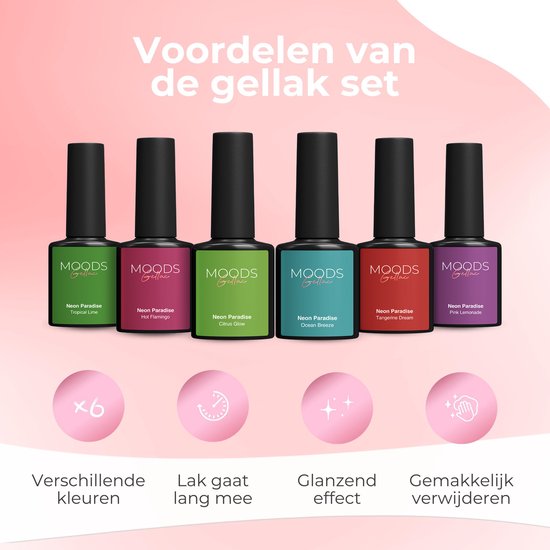 Moods Gellac 6-teiliges Set - Gel-Nagellack Starter Pack - Gel-Nagellack - 8ML - Neon Paradise - Gellac - Nägel - Chic Colours