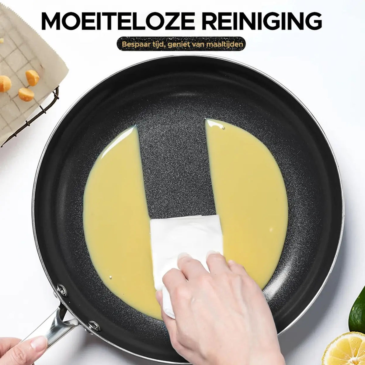 Michelangelo Keramik-Bratpfanne mit Deckel – 8 Zoll – Schwarz
