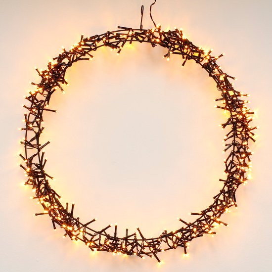 H&S Weihnachtskranz - Ring - Ø48cm - 400 Leds - 8 Einstellungen - Extra Warm White