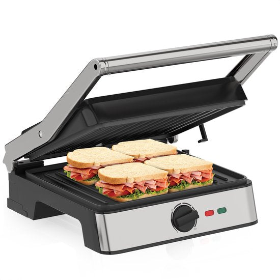Strex Sandwichgerät XL mit Temperaturregelung - Kontaktgrill groß / Sandwicheisen / Toaster / Grillgerät / Panini Grill - PFAS frei - 2200W
