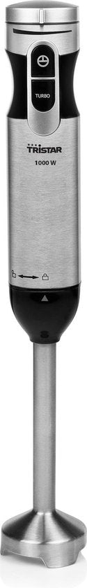 Tristar Stabmixer 1000 W – MX-4829 – 1 Geschwindigkeitsstufe mit Turbo – inkl. Messbecher – Edelstahl