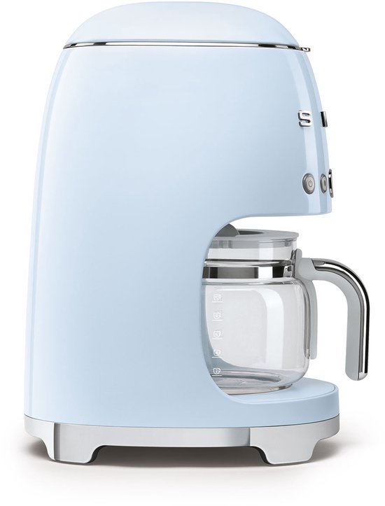 SMEG DCF02PBEU Filterkaffeemaschine – Kaffeemaschine – 10 Tassen – Warmhaltefunktion 40 Min. – Aromaeinstellung – Programmierbare Startfunktion – 50er-Jahre-Stil – Pastellblau