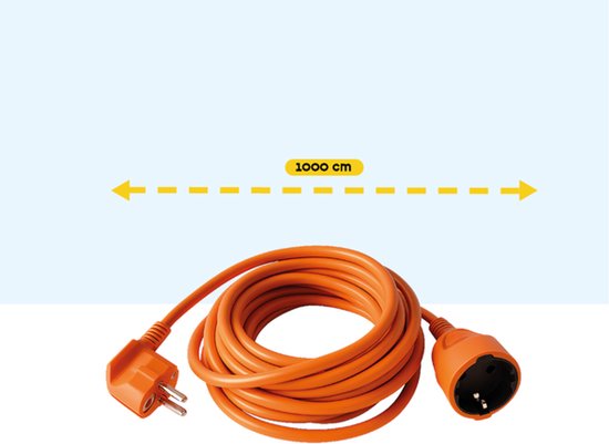 BRASQ Verlängerungskabel 10 Meter Orange – Verlängerungskabel mit Schutzleiter – Verlängerungskabel für den Innenbereich