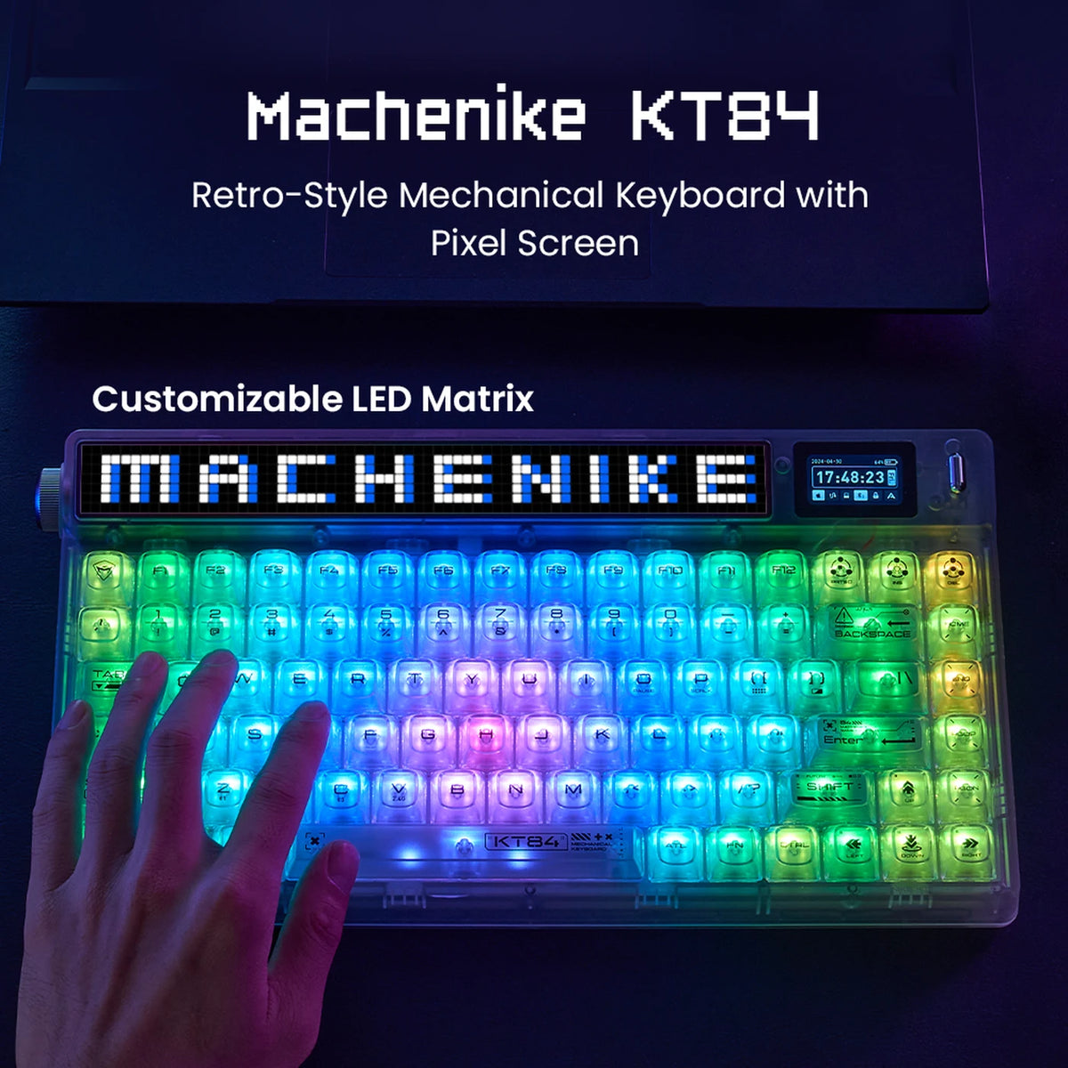 Machenike KT84-B84W 75 % mechanische Tastatur – Weiß – Gateron Yellow, RGB, Tri-Mode