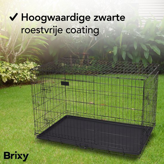 Brixy Hundebank - Bank für Hunde - Größe XXL - faltbar - 122 x 76 x 84 CM - 2 Türen - Schwarz