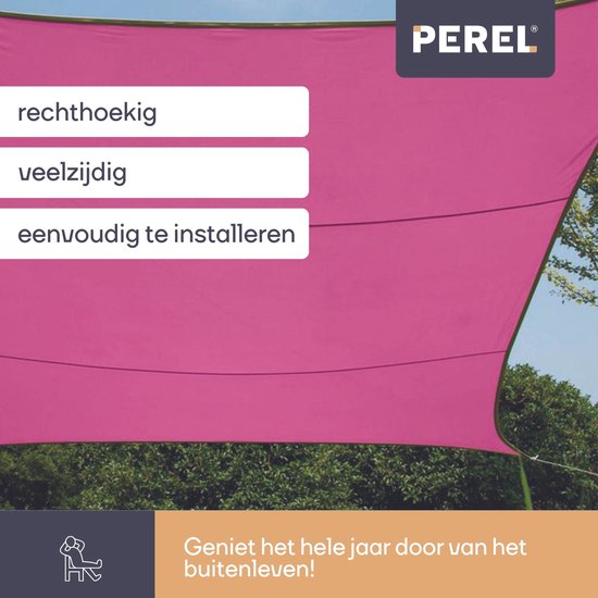 Perel Schattentuch, wasserabweisend, 2 x 3 m, 160 g/m², Polyester, rechteckig, fuchsia