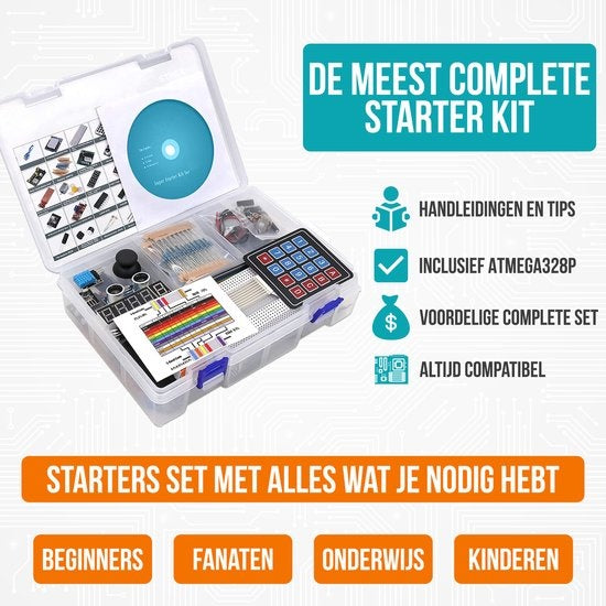 Strex Starter Kit geeignet für Arduino - ATmega328P - 244 Teile - In Plastik Aufbewahrungsbox