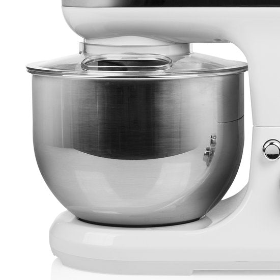 Tristar Küchenmaschine MX-4817 – Küchenmixer mit 5-Liter-Rührschüssel – Inklusive 3 Knethaken – Küchenroboter – 6 Programme – Spülmaschinenfest – 1200 Watt – Weiß