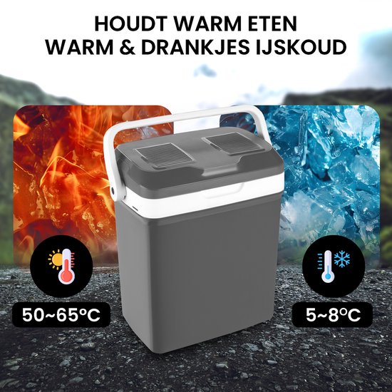 Outbee Coolbox - Kühlbox elektrisch 12v 230 volt - Kühlbox Auto - 21L - Geeignet für 1,5 Liter Flaschen - Grau
