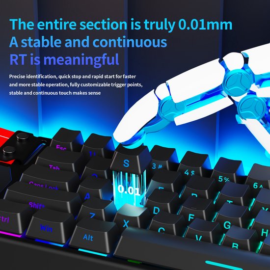 Mide68 – 65 % kabelgebundene Gaming-Tastatur – RGB-beleuchtete Tastatur – Mechanische Tastatur mit Hall-Effekt-Rapid-Trigger-Schaltern – Hot-Swap – 8 kHz – 0,01 mm Reaktionszeit – 0,125 ms – Seitlich bedruckte Tasten – 68 Tasten – Bestes Preis-Leistungs-V