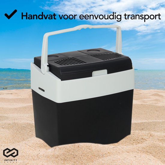 Infinity Goods Elektrische Kühlbox - 30L - Kühlbox - 12V und 230V - Kühlbox - Kühlen und Heizen - Schwarz
