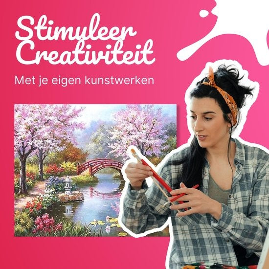 RubyeÂ® Malen nach Zahlen Erwachsene - Japanischer Garten - Inklusive Pinsel - Leinwand Malerei Leinwand - Farbe nach Zahlen - 40x50cm