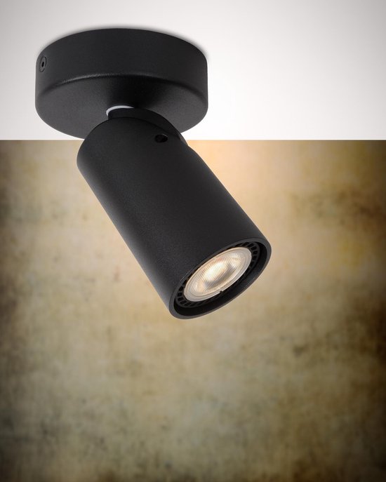 Lucide XYRUS – Deckenstrahler (Deckenleuchte) – Ø 9 cm – LED „Dim to warm“ – GU10 – 1x5 W 2200 K/3000 K – Schwarz