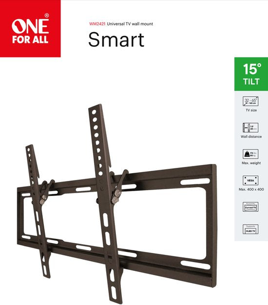 Universelle TV-Wandhalterung – neigbar WM2421 – 32 bis 65 Zoll – nur 25 mm Abstand zur Wand – max. 80 kg – VESA 400x400