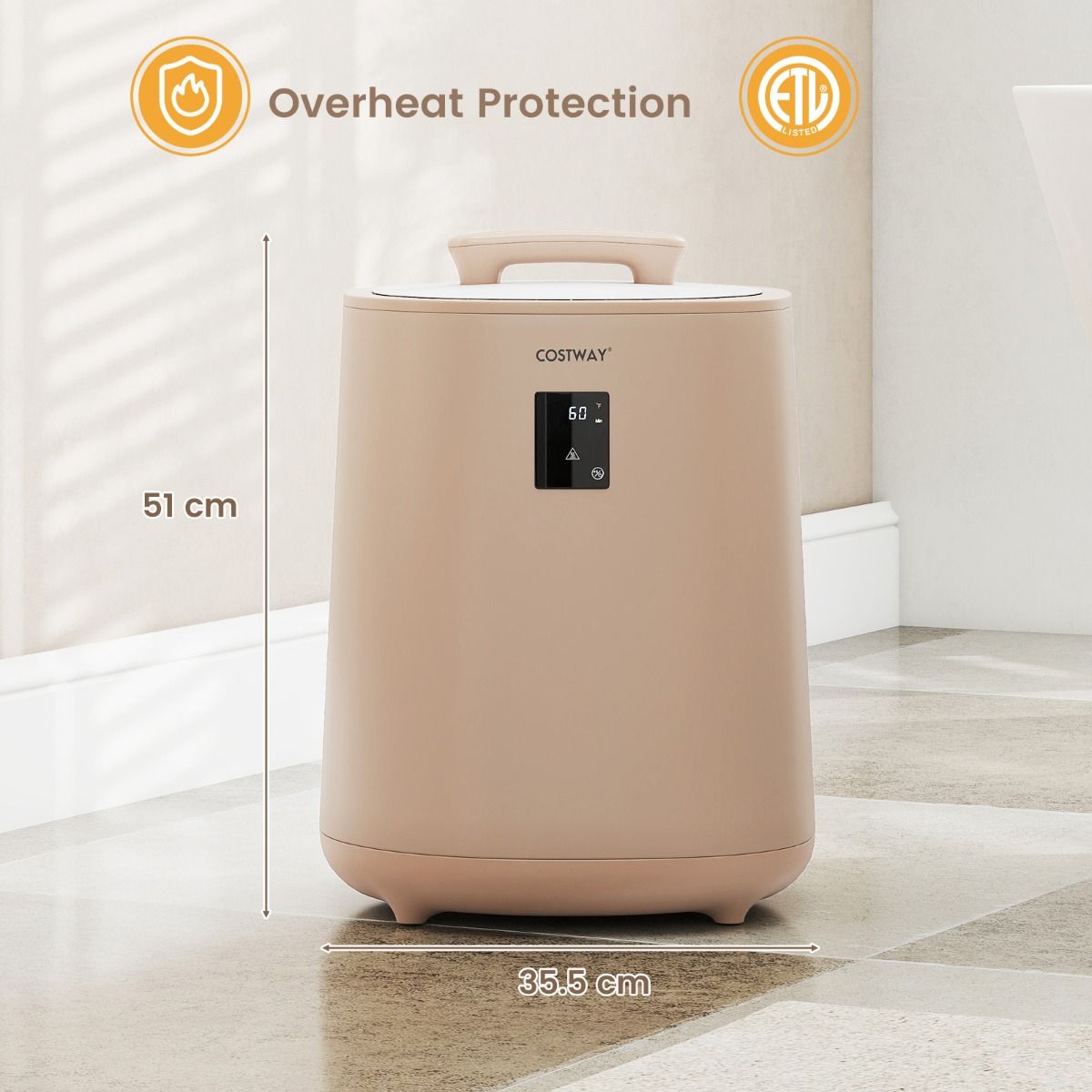 Coast Handtuchwärmer – 18 Liter Fassungsvermögen – LED-Anzeige – kaffeefarben