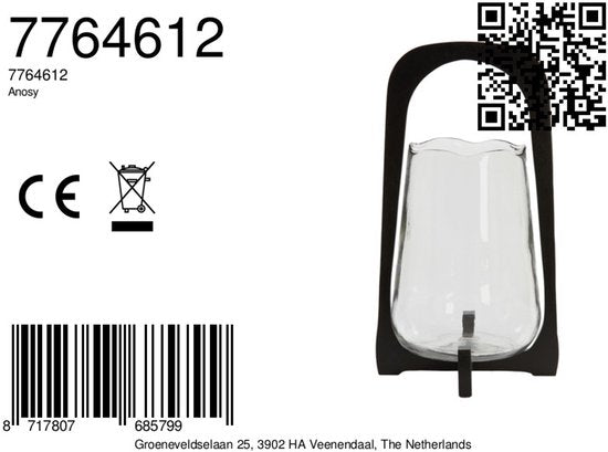 Light & Living – Windlicht ANOSY – Ø 26 × 48 cm – Schwarz