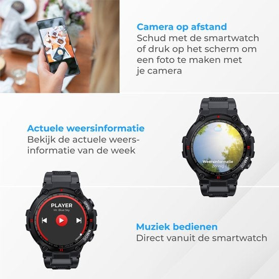 Nuvance Outdoor Smartwatch K22 - 45mm - Touchscreen - IP67 Wasserdicht - iOS & Android