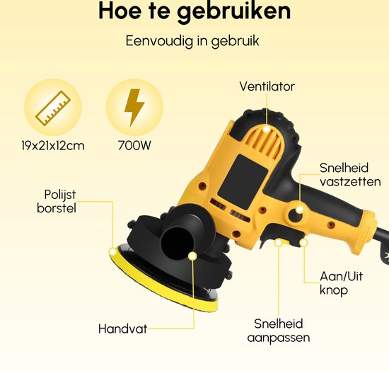 Gtrise Polierer - Polierer Auto - 6 Polierscheiben - 1400W Leistungsstark - Polier - Mit Ebook