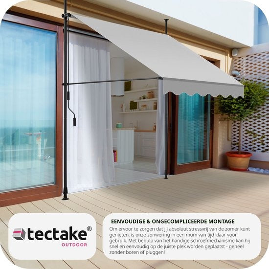 tectake Sunshade Adjustable - Sonnendach - 150 x 180 cm - Hellgrau