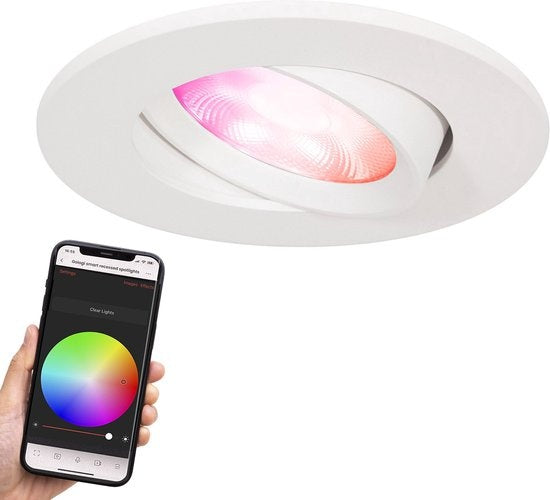 Gologi Smart Einbaustrahler - Smart LED Downlight Dimmbar - Neigbar - RGB+CCT Licht - Gu10 LED Lampe - Weiß
