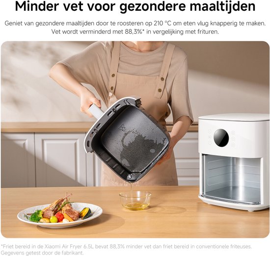 Xiaomi Heißluftfritteuse XL 6,5 l – 220 °C – Für 500 g Pommes – Schwarz
