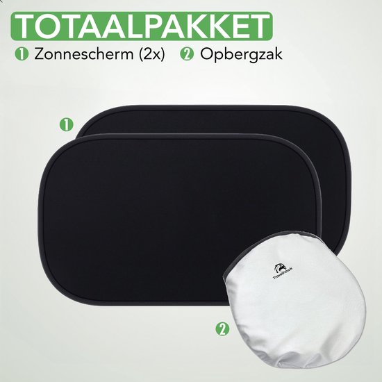 Travelhawk Sunshade Car Baby - 2 Stück - Sonnenschirm Auto - UV-Schutz für Baby und Kind - Sonnenschirm Seitenfenster - Selbstklebend - Schwarz