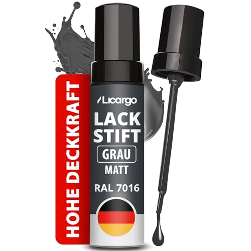 Licargo Lackstift – Anthrazitgrau matt RAL 7016 – Reparaturlack für Autos, Felgen und Metall – mit Präzisionspinsel