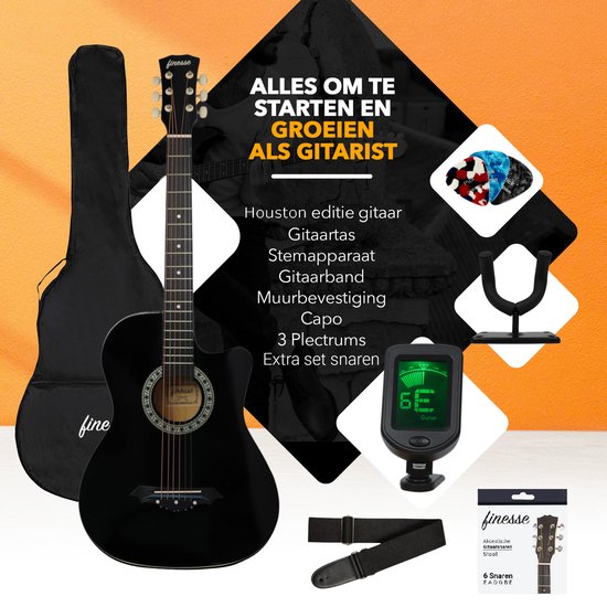 Finesse Akustikgitarre - Starter Set - Klassisch - Westerngitarre - Guitar Kids - Houston