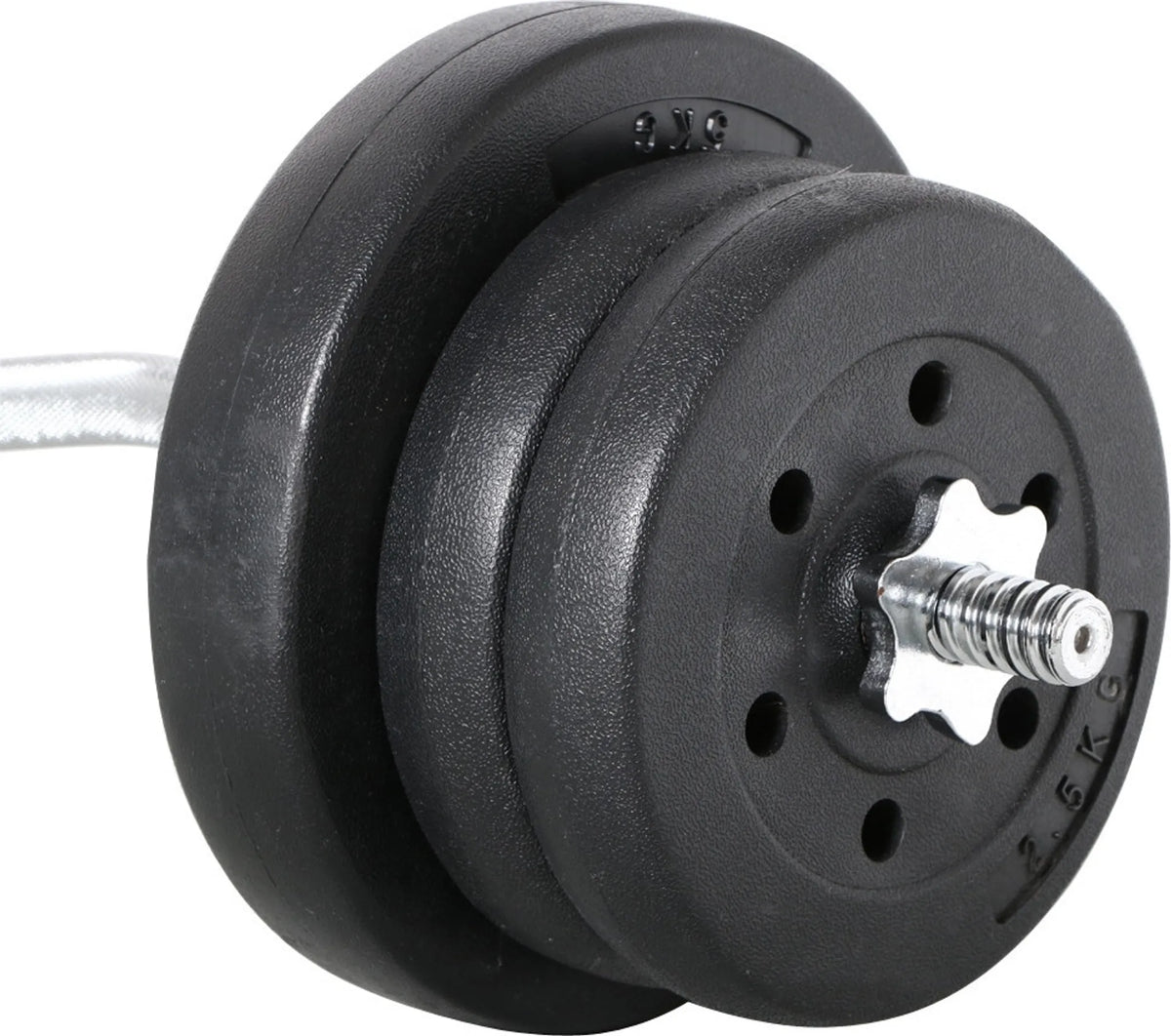 Yaheetech EZ-curl Hantelset 25 kg - Ausgestattet mit verchromter Curl-Stange und 6 Betongewichtsscheiben und Schlössern - Für Krafttraining und Muskelaufbau - Schwarzer Metallkunststoff und Beton - 120 x 26 x 26 cm