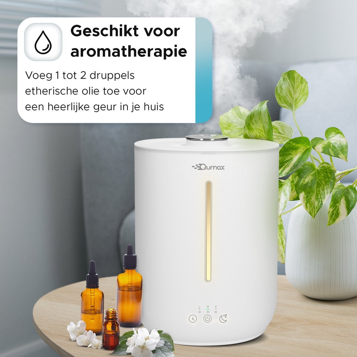 Qumax Luftbefeuchter mit Aromatherapie 2,8L - verschiedene Stufen - leises Design