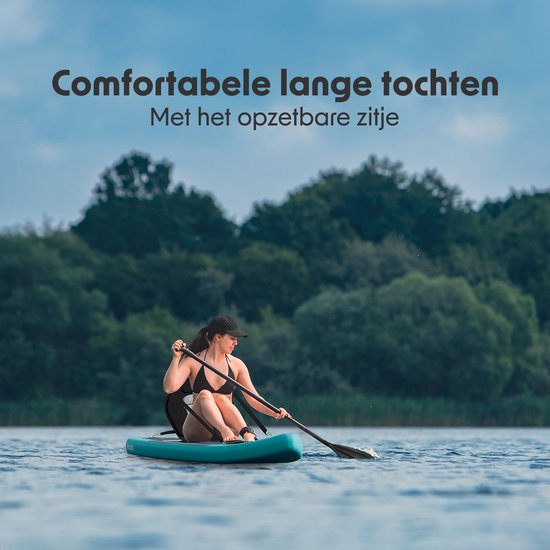 LifeGoods SUP Board Touring - 165 KG Belastbarkeit - 365 x 76 cm - Aufblasbar - mit Sitz - Komplettes Sup Paket - Türkis