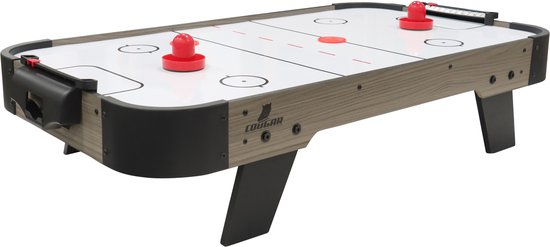 Cougar Airhockey-Tisch Mini – 3-Fuß-Airhockey-Spiel – Kompakter Airhockey-Tisch für zu Hause – Inklusive Schläger und Pucks – Eiche/Grau
