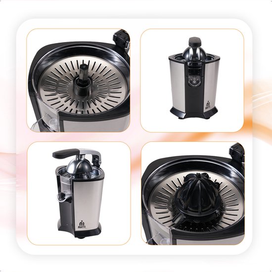 MATTI® – Elektrische Zitruspresse – Zitruspresse – Zitronenpresse – Orangenpresse – 160 W, Edelstahl, Presshebel – 18.000 U/min