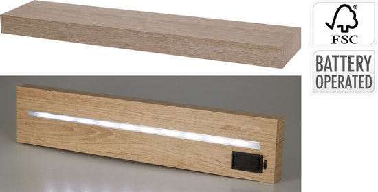 Trends4you Wandregal-mit LED-Beleuchtung-Batterie-natürlich