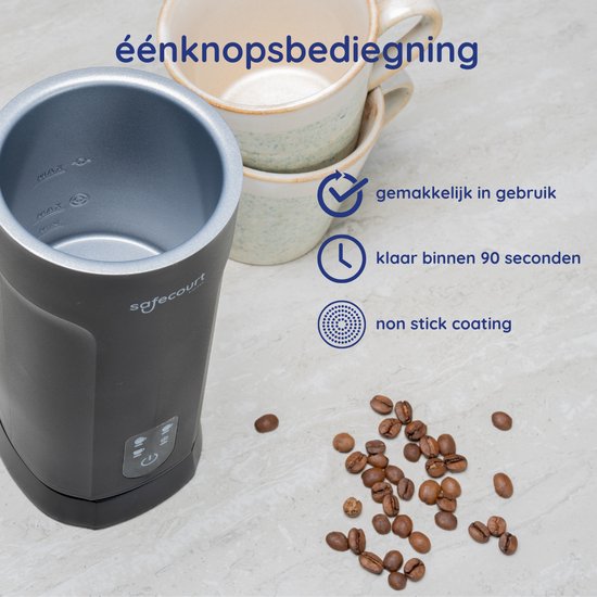Safecourt Kitchen Elektro-Milchaufschäumer MF600 - 4 in 1 - 500W - Schwarz